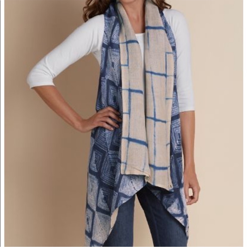 Soft Surroundings Indigo Desert Gauze Linen‎ Vest